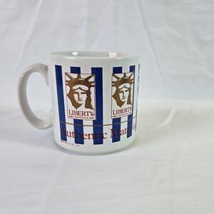 Liberty Centennial White Gold Blue‎ Ceramic Commemorative Coffee Tea Mug Vintage
